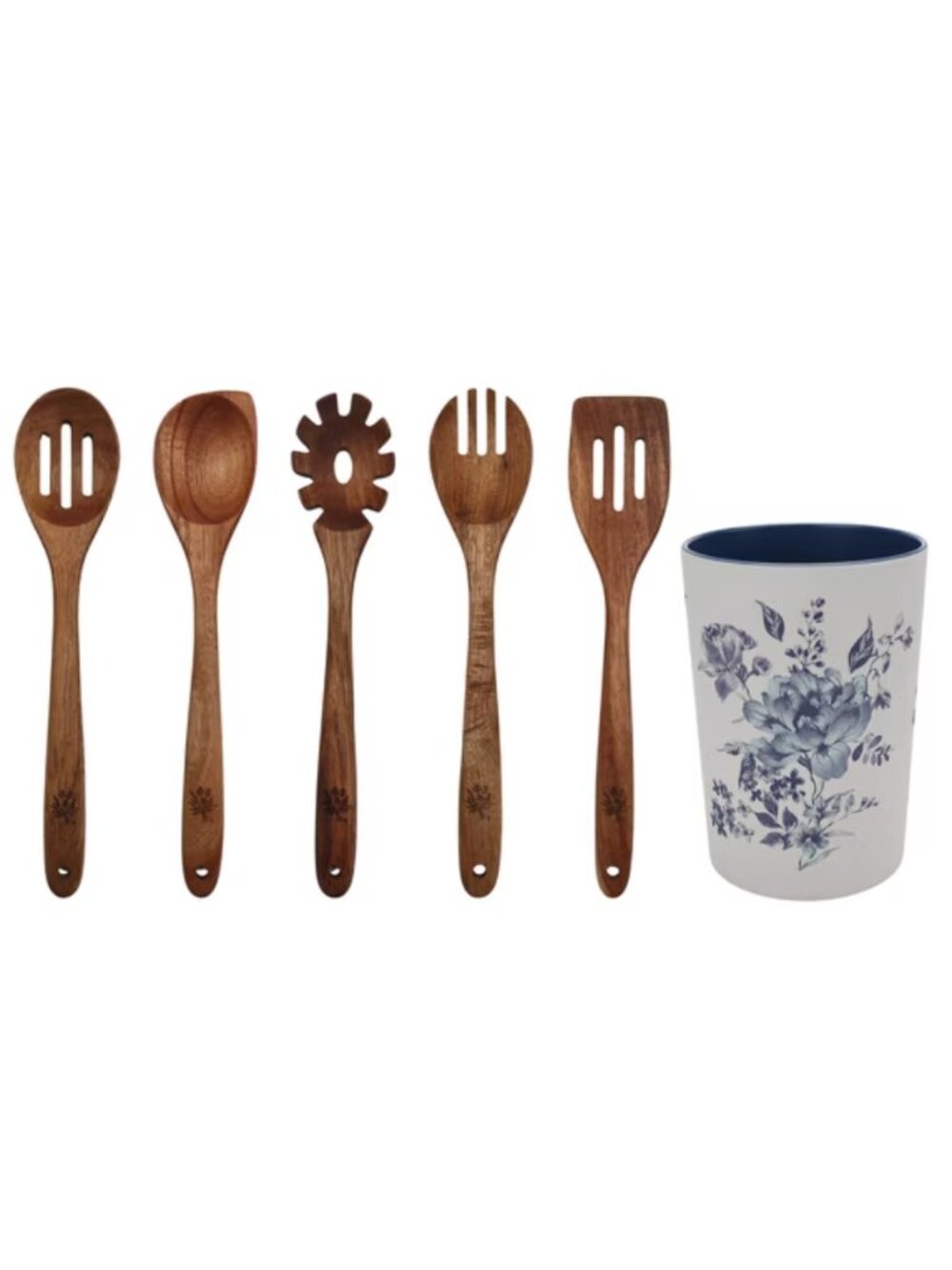 The Woman Pioneer Home Delilah 6-Piece Acacia Wood Bamboo Melamine Crock Set - Picture 2 of 12